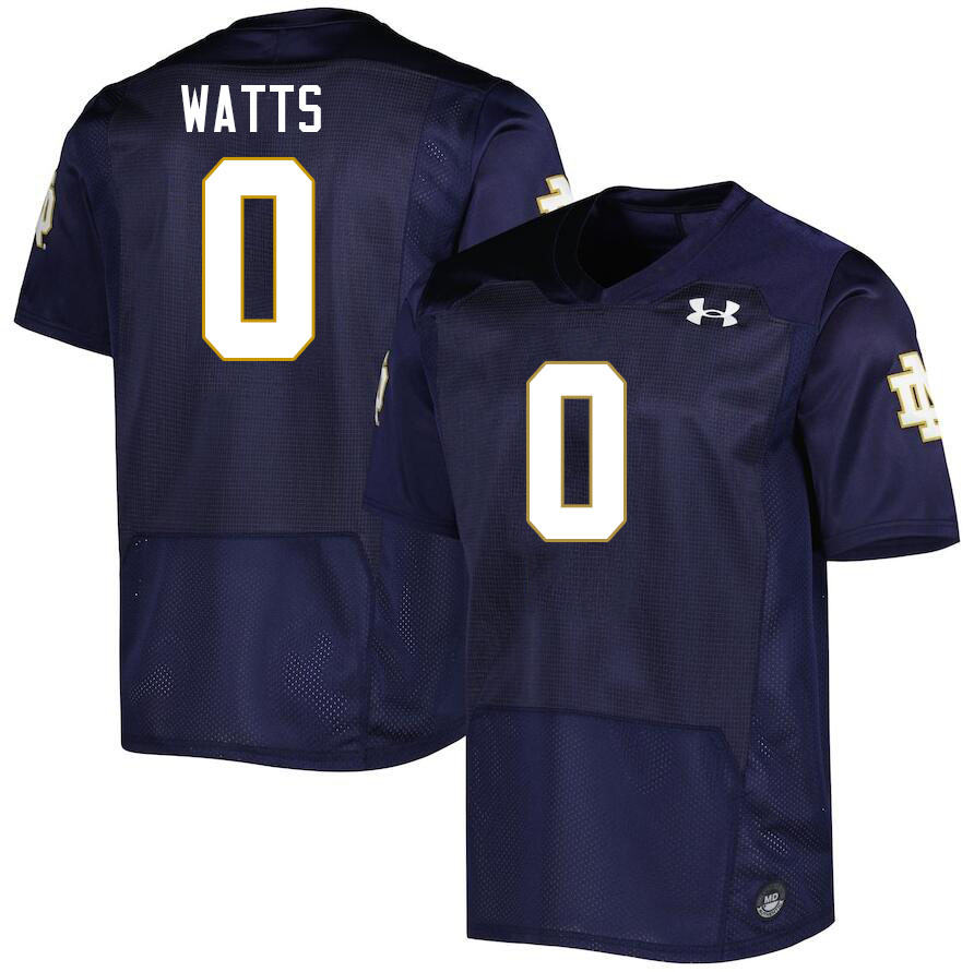 Men #0 Xavier Watts Notre Dame Fighting Irish College Football Jerseys Stitched-Navy